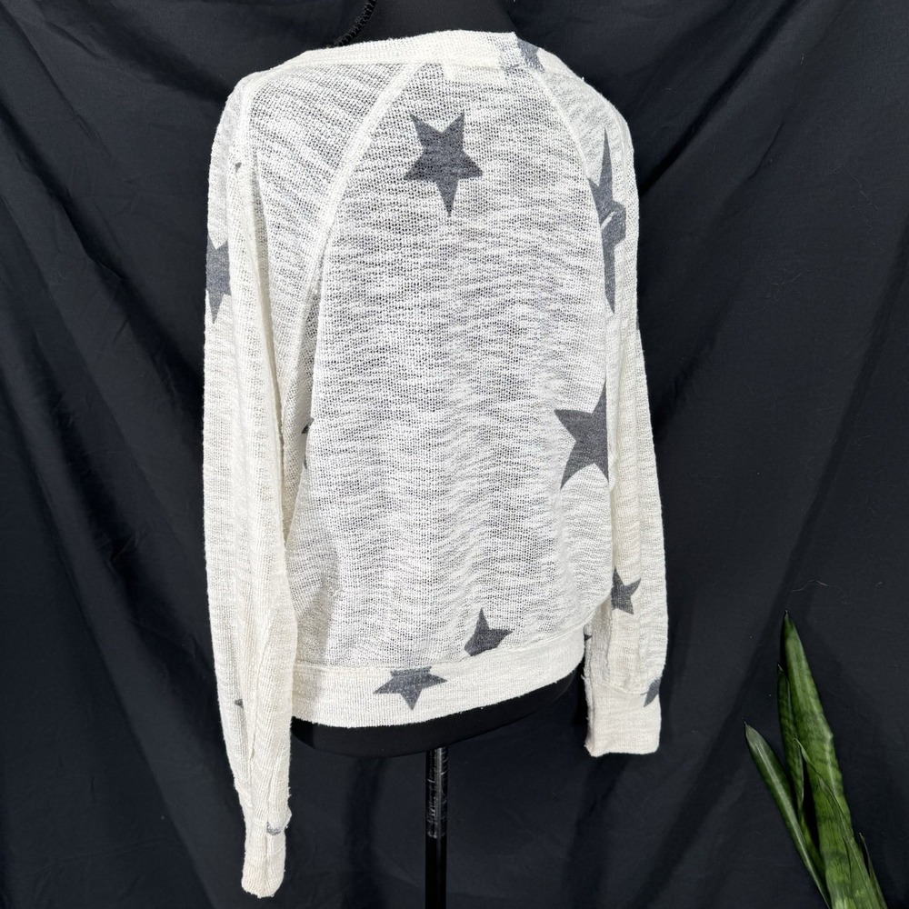 Oversized Slouchy Star Print Sweater S Celestial Boho Indie Dolman Sleeve Sheer - Picture 4 of 8